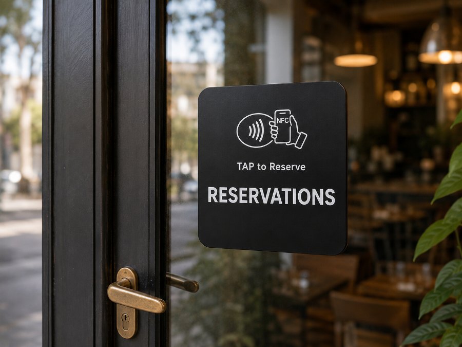 Placa de reservas en la puerta